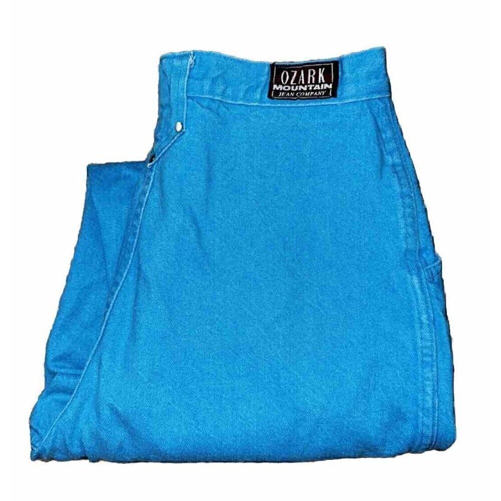 Vintage Ozark Mountain Turquoise Denim Jeans High Waisted Made in USA Size 13